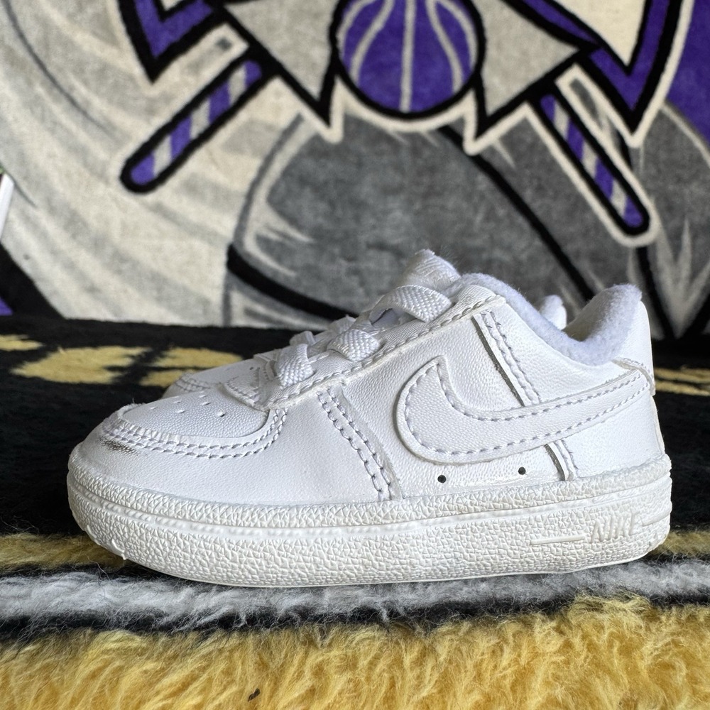 Size 3c - Nike Force 1 Crib Triple White Leather Sneakers CK2201-100
